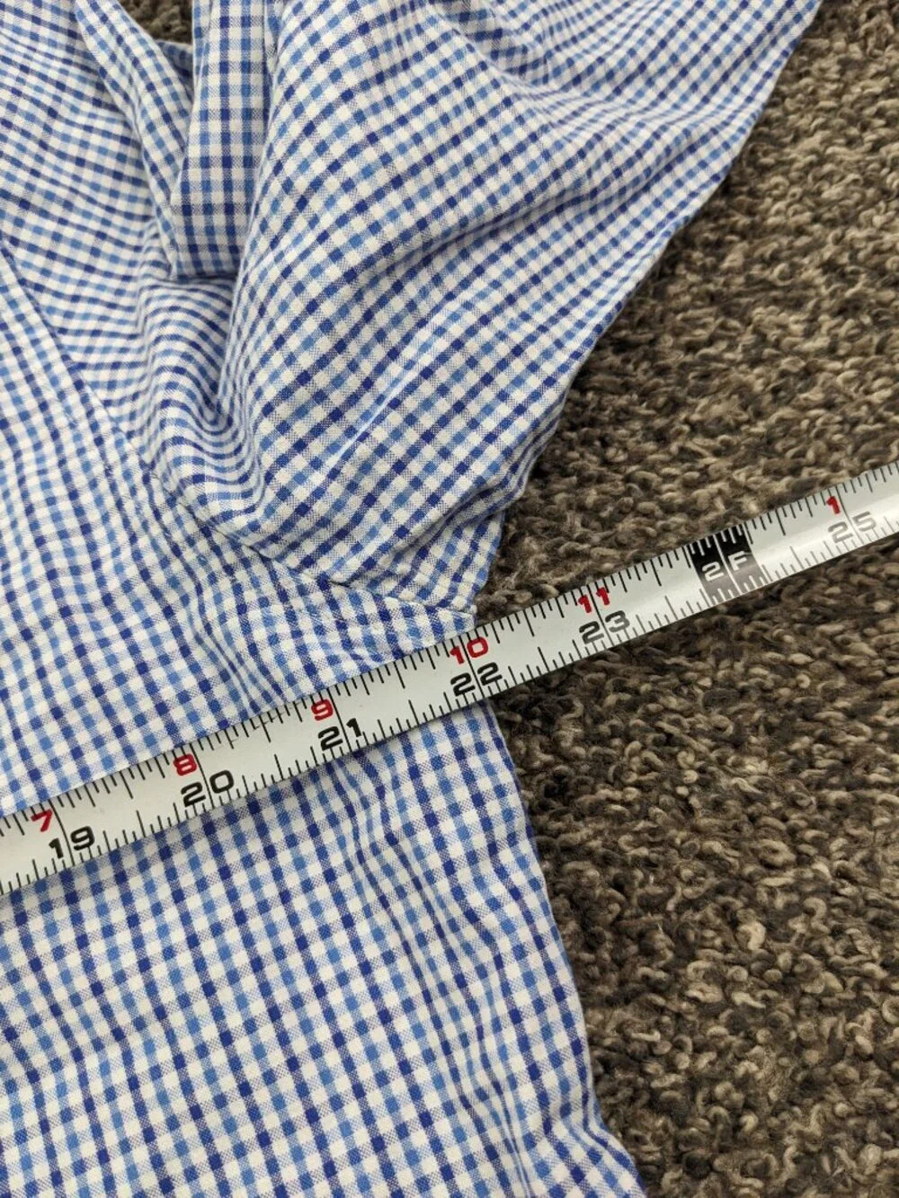 J Crew Shirt Seersucker Gingham Checked L/S Button Down Blue Mens Large Slim Fit